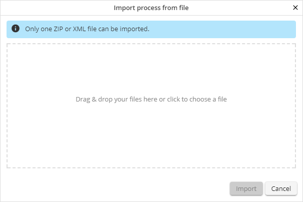 Dialog window for process import