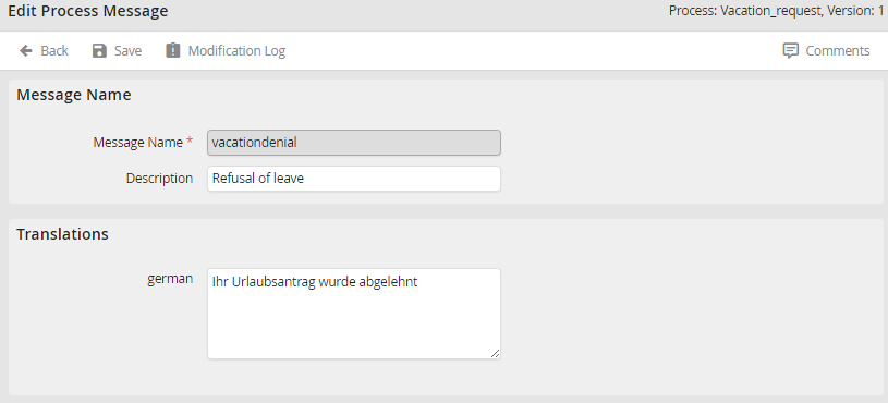 Modify process messages