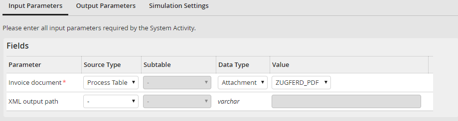 Input Parameters: Fields