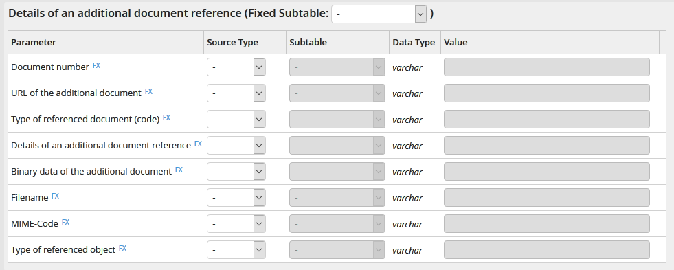 Output parameters: Details of an additional document reference