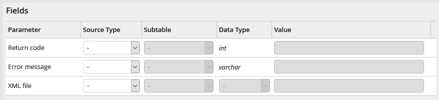 Output parameters: Fields