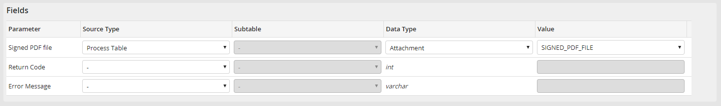 Input parameters: Fields Input parameters: Fields